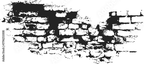 Grunge brick wall sketch, hand drawn distressed masonry texture on white — stock vector