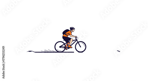Cyclist Silhouetted Cycling on Mountain Bike Against A Black Backdrop Minimalist Visual