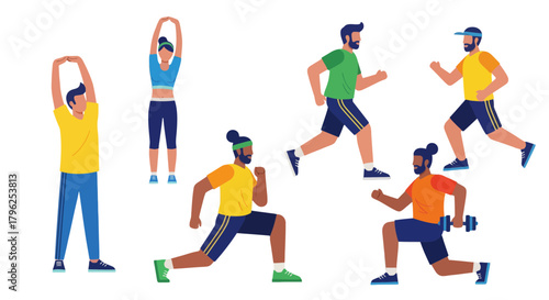 Diverse Group Demonstrating Active Exercises For A Healthy And Vibrant Lifestyle Concept