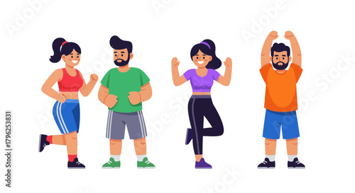 Diverse Group Enjoying Fitness and Exercise in Vibrant Sportswear for Healthy Lifestyle