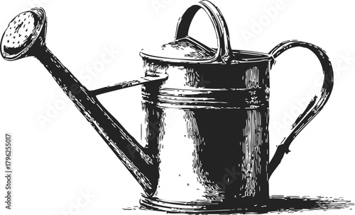 Watering can sketch hand drawn vintage style garden tool illustration — stock vector