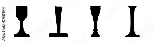 Collection of four distinct black goblet silhouettes for design elements and concepts