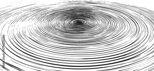 Concentric circles sketch hand drawn abstract ripple pattern in black and white — stock vector