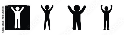 Silhouette figures celebrate success growth achievement personal development positive energy