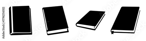 Collection of black bound books presented at various angles for design concepts