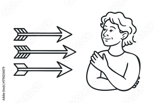 Person protecting themselves from incoming arrows