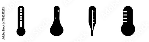 Four iconography styles of thermometers indicating temperature measurement