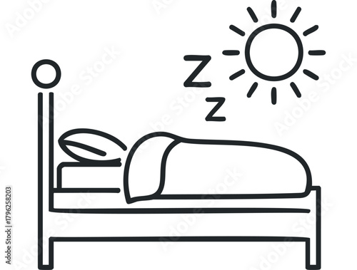 Sleeping Person in Bed Under Sun with Zzs