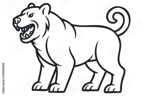 Fierce Lion Standing Profile View Roaring