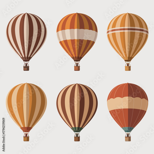Hot air balloons bright colorful vector illustration for travel, poster, postcard, and wall art