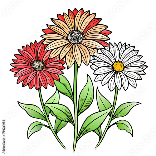 gaillardia flower line art on white background