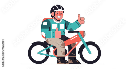 Enthusiastic Cyclist Gives Thumbs Up, Energetically Approving a Fun Cycling Ride