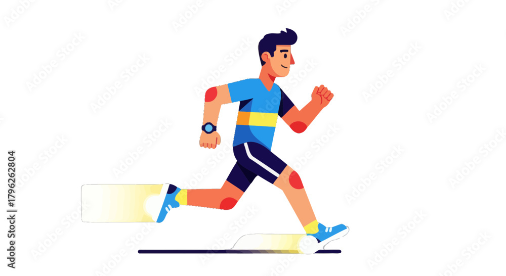 Fototapeta premium Energetic Athlete in Motion: A Dynamic Runner on a Black Background Animation