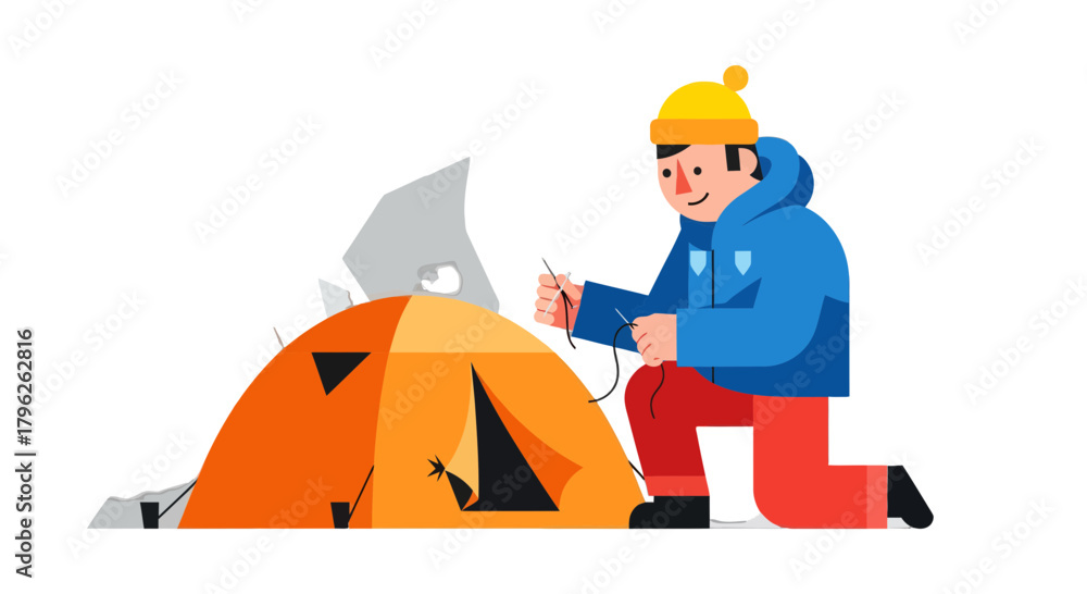 Fototapeta premium Establishing Campsite Activities Depicting Camping Adventures For Digital Visualization