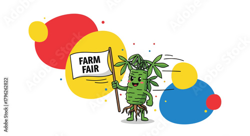 Enthusiastic Vegetable Mascot Heralds Farm Fair With A Delightful And Cheerful Vibe