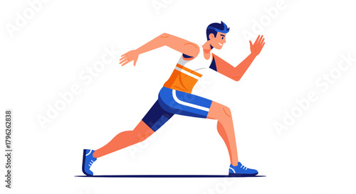 Energetic Athlete in Motion Illustration Depicting Speed and Athleticism on Black Background