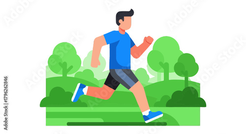 Energetic Athlete Jogging in Green Park: A Vibrant Illustration of Outdoor Activity