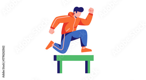Energetic Athlete Jumping Over An Obstacle Depicting A Determined Pursuit