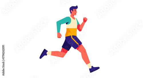 Energetic Athlete Running Against Isolated Black Background Displaying Dynamism And Movement