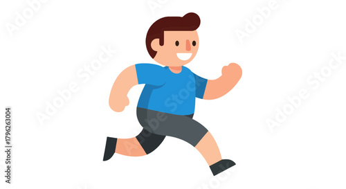 Energetic Cartoon Person Running on Black Background Depicting Motion and Freedom