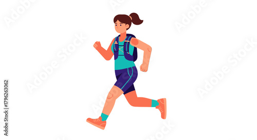 Energetic Female Runner Engaging in Morning Cardio Exercise Routine Against Black Background