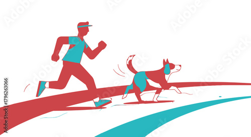 Energetic Duo: A Person Galloping With Companion Dog, Representing Joyous Movement