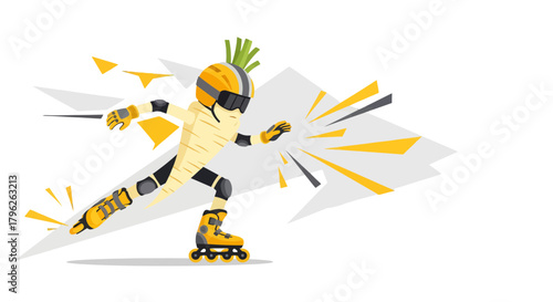 Energetic Rollerblader Speeding On Stylish Skates Against a Dynamic Background