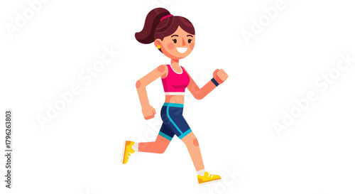 Energetic Woman Running in a Sportswear, Active and Healthy Lifestyle, Training Daily