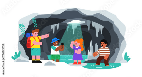 Exploring a Mysterious Cave Where Adventurers Encounter An Unexpected Illuminated Phenomenon