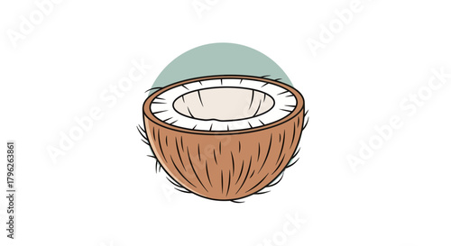 Exquisite Half Coconut Revealing Its Creamy White Flesh, Perfect For Graphic Designs