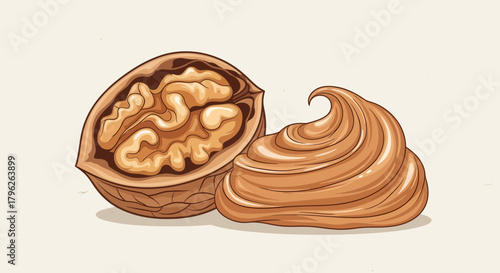 Exquisite Walnut and Delightful Cream Offering Visual Symphony For Food Enthusiasts