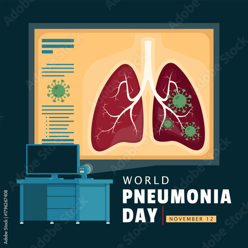 World Pneumonia Day Poster. Presentation on pneumonia disease