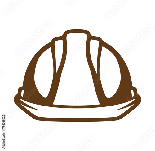 Brown construction hard hat illustration simple design isolated on white background