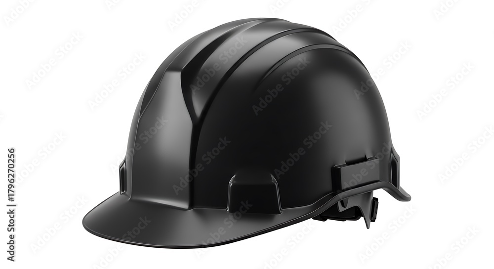 Fototapeta premium Black Hard Hat Safety Helmet Protective Gear for Construction Work