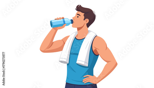 Man Drinking Water After Workout Refreshing Hydration and Fitness Concept