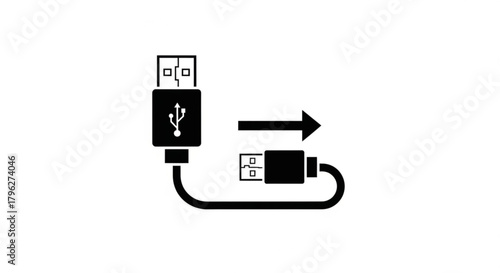 Usb cable connector icon, usb port symbol, connection interface