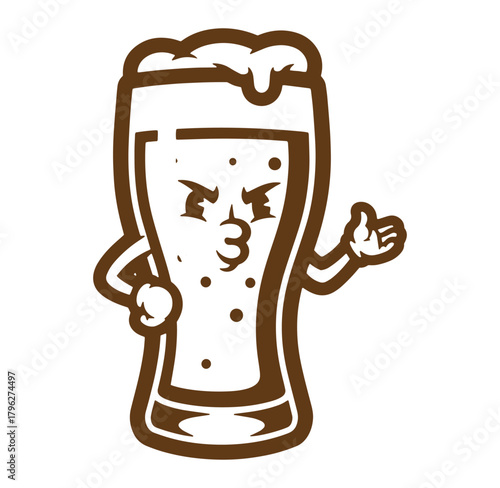 Cute cartoon glass of beer character giving a thumbs up gesture for a good brew.