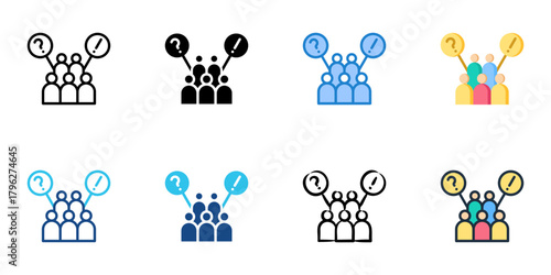 Public opinion icon set multiple style collection 
