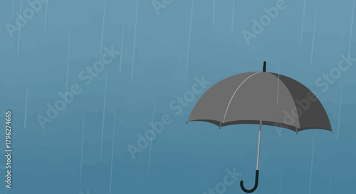 Illustration of an umbrella in the rain conveying protection and weather conditions on a rainy day