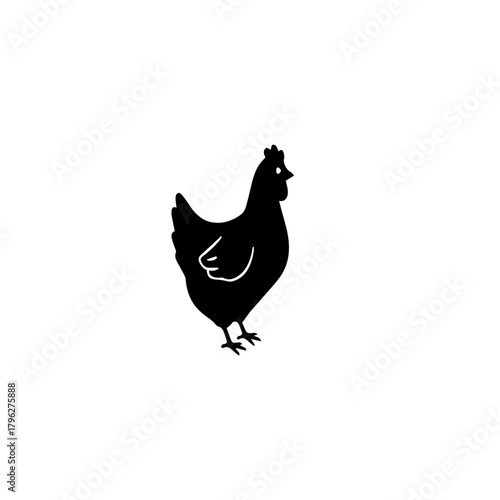 Black Silhouette of a Chicken Standing.