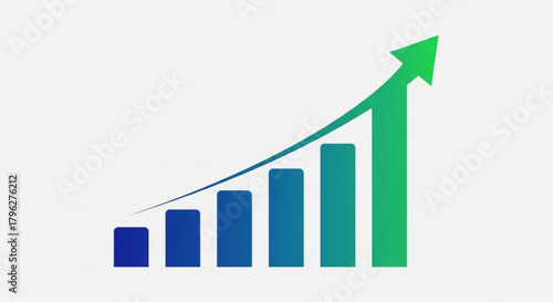 Rising bar graph with arrow indicating growth and progress, visual representation of business success and positive trends