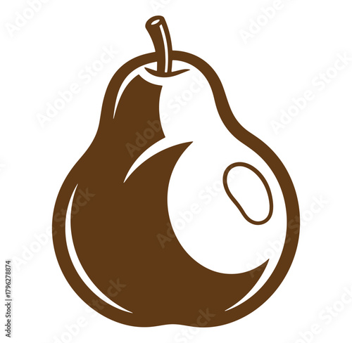 Simple and elegant illustration of a ripe brown pear on a clean white background