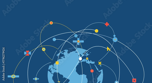 Global Communication Network Connecting Diverse Points around the Globe  illustration