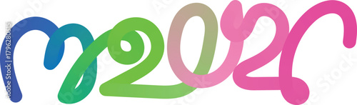 Colorful handwritten 2026 script word meow in a playful font with a gradient color scheme.