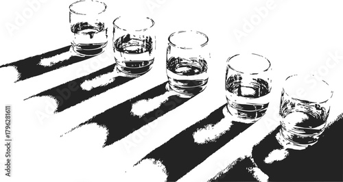 Glasses sketch hand drawn with bold shadows in minimalist black and white — stock vector