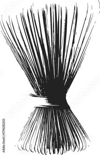 Sheaf of wheat sketch, hand drawn bundle of grain stalks tied together — stock vector