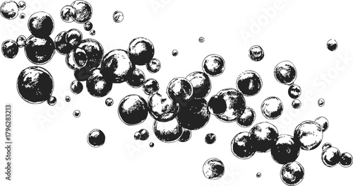 Bubbles sketch hand drawn black and white cluster with shading — stock vector