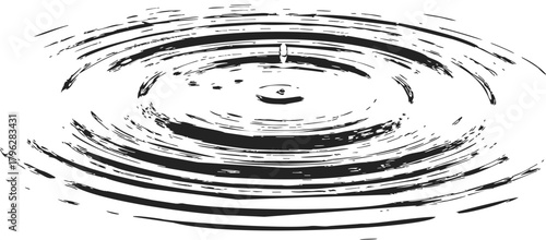 Water ripple sketch, hand drawn style with concentric circles and splash — stock vector