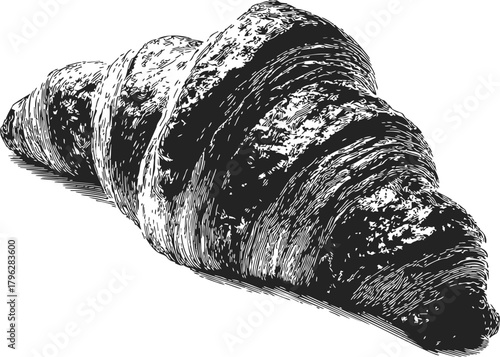 Croissant sketch hand drawn detailed French pastry illustration — stock vector