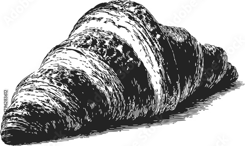 Croissant sketch hand drawn detailed French pastry illustration — stock vector